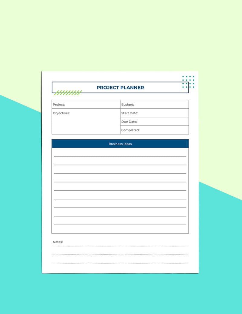 Digital planner for project management and tracker